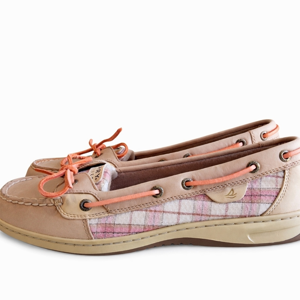Sperry Top - Sider Women's Boat Shoes Sz.10 Plaid +Leather Nautical Preppy - Picture 6 of 16